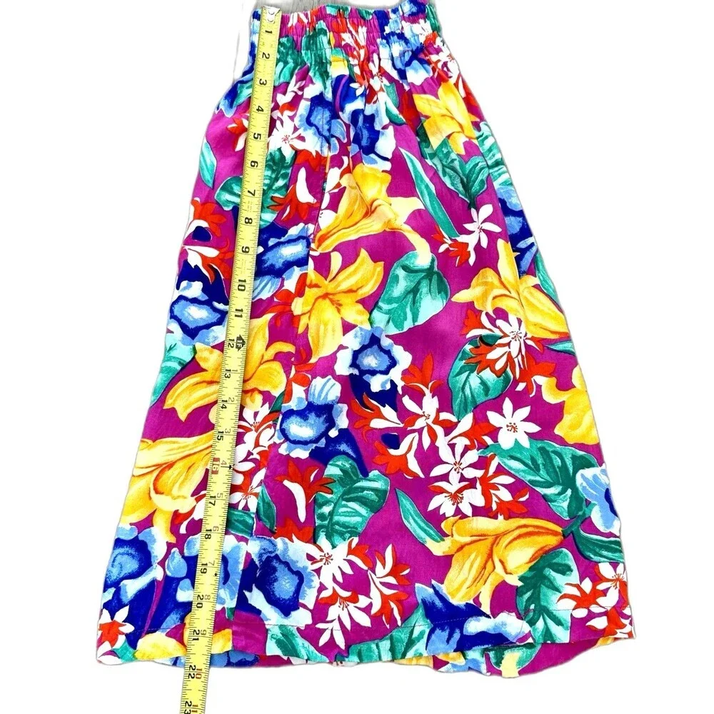 Vintage Counterparts 90s Tropical Floral Skort Small High Waist Rayon Made USA